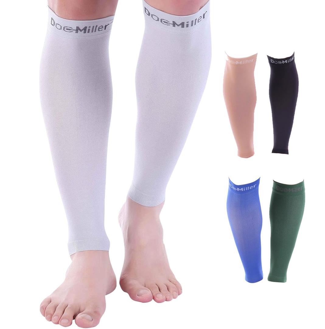 Doc Miller Calf Compression Sleeve for Men & Women Footless Compression Socks, Knee High 30-40 mmHg, Shin Splint Relief, Leg Compression Sleeves for Running, Swelling, Nurses, Varicose Veins, 1 Pair