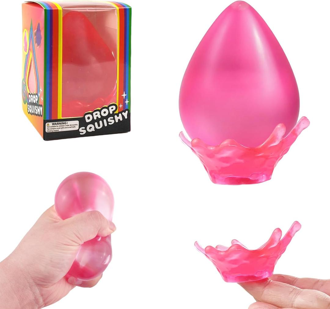 2 x Water Drop Shape Squishy Stress Relief Ball with Base, Heart Shape Malt Sugar squishes Fidget ToysSqueeze Sensory Toy for Kids Autism, Novelty Dream Slow Rise Squishies Balls for ADHD