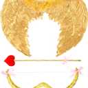 Leitee Cupid Costume Set with Bow Arrow and Wings Cosplay Cupid Costume Accessory for Women Adult Cosplay (Gold)