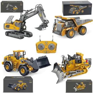 Remote Control Construction Vehicles Set for Adults, 2.4Ghz RC Excavator Dump Truck Loader Bulldozer with Lights Sounds (4-Pack)