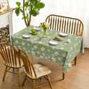 Horaldaily Spring Tablecloth 60×104 Inch Rectangular, Elegant Turquoise‌ Magnolia Flower Washable Seasonal Table Cover for Party Picnic Dinner Decor
