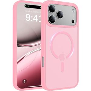 Magnetic for iPhone 17 Pro Max Case, [Anti-Slip] [Military-Grade Drop Protection] [Camera Protection] Skin-Friendly Slim Matte Shockproof Protective Case for iPhone 17 Pro Max, Pink