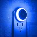 Blue LED Night Light, Plug in, Dusk to Dawn Smart Sensor, Small Round Nightlight, Energy Saving, Night light Plug into Wall for Bathroom, Kitchen, Bedroom, Hallway, Stairway, Travel, 2 Pack