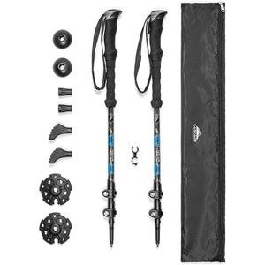 Cascade Mountain Tech Trekking Poles - Carbon Fiber Walking or Hiking Sticks with Quick Adjustable Locks (Set of 2), Blue