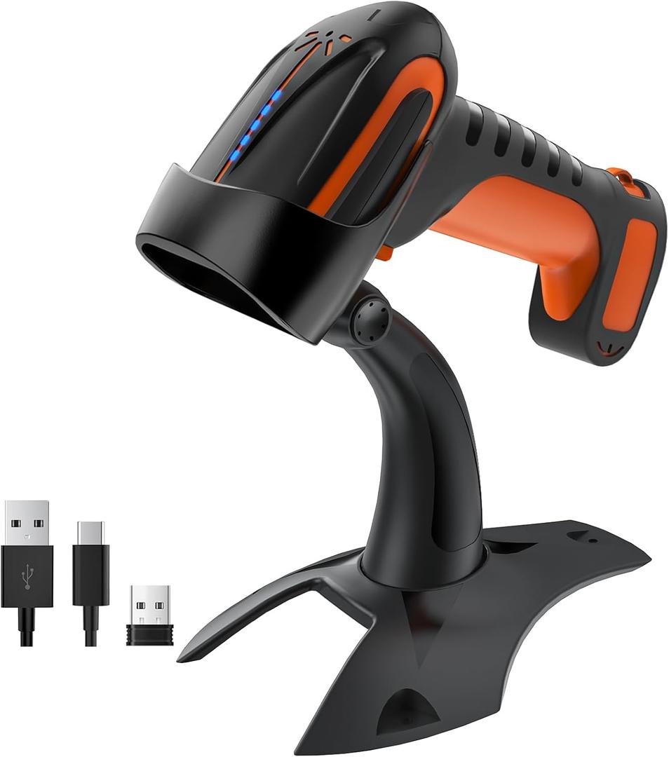 Tera Barcode Scanner Wireless 2D QR: Pro Version All New Battery Level Indicator 2500mAh Industrial Drop-Proof 1D 2D QR Bar Code Reader Works with Bluetooth 2.4G for Windows Mac Android iOS 8100Pro (Coral)