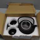 Juvale Cast Iron Teapot - 1200 mL, Black, 2 Cups - Japanese Tea Set with Stainless Steel Infuser & Stovetop Kettle for Loose Leaf Tea