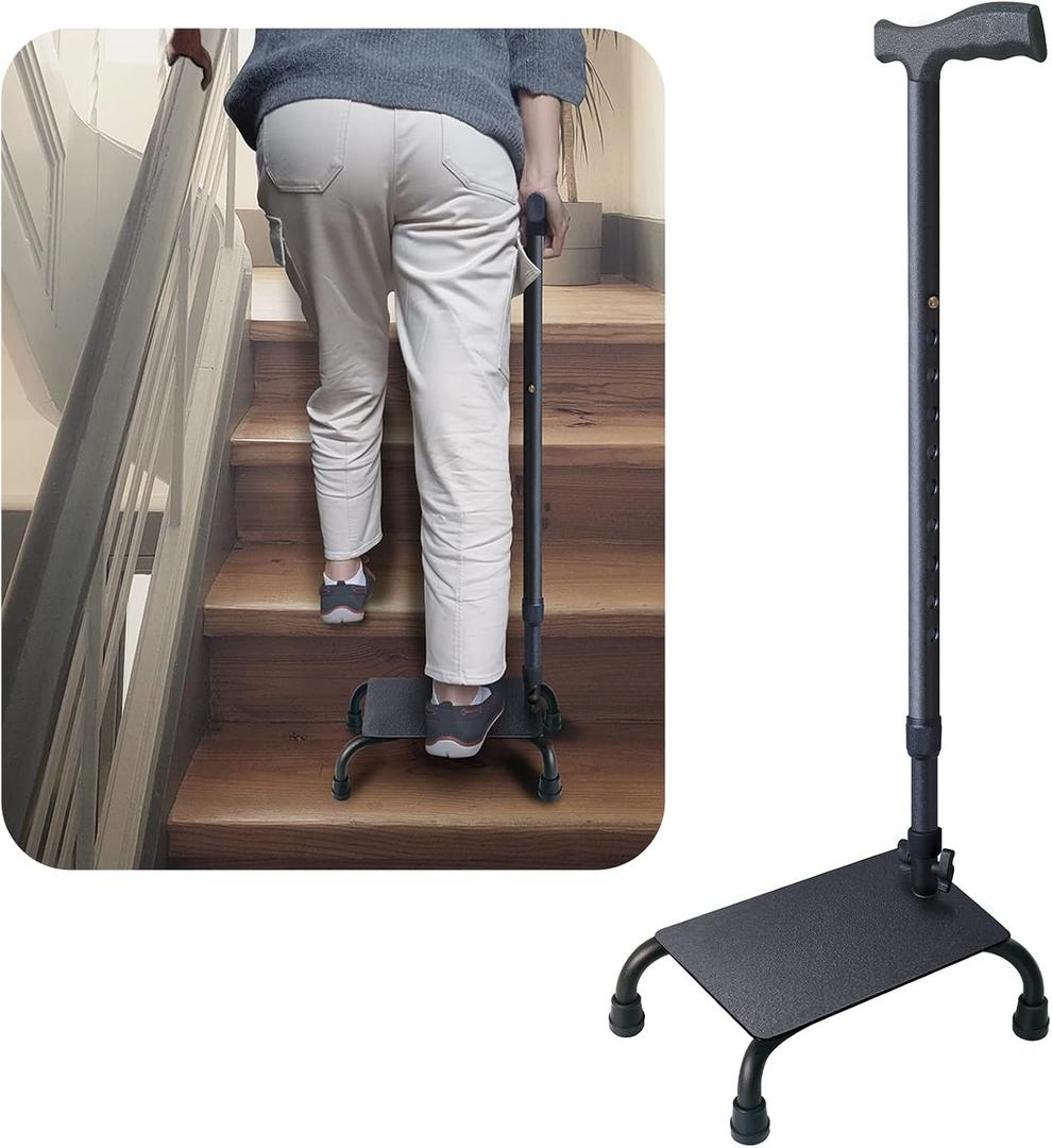 Aliseniors Adjustable Stair Climbing Cane for Seniors, Step Assist Aid for Walking Up & Down Stairs, Stability Walking Sticks and Mobility on Stairs, Stair Lift Walker Cane for Balance and Safety, 9.06" x 5.71" x 3.27"