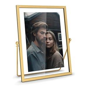 5x7 Floating Picture Frame, Gold Photo Frame, Metal Pressed Flowers Desk Picture Frame with Glass for Multiple Photo Sizes (4x6, 5x7, 6x8) Great for Photos, Gift, Pictures, Wedding, Portraits