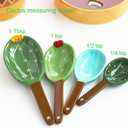 Stocking Stuffers for Women Christmas Gifts for Mom Housewarming Gift New Home Mothers Day Gifts Ceramic Cactus Measuring Cups and Spoons Set Organizer Cute 4 Size Measuring Spoons Set for Kitchen