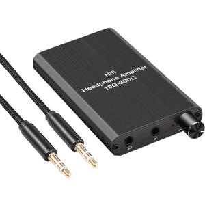Portable Headphone Amplifier 3.5mm Stereo Audio in/Out Support Volume Control with GAIN Switch, Rechargeable Battery, 3.5mm Headphone Amp for Switch/PS4/iPhone/PC/MP3/4 /HD 650 Headphones ect.