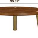 NTC 40 Inch Tribase Boho Wooden Round Coffee Table for Living & Dining Rooms Waterproof & Heat Resistant, Dark Walnut
