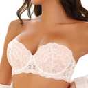 Strapless Bra Push Up Lace Padded Convertible Multiway Underwire Bras Add 1 Cup (34C, Two-tone White Lace)