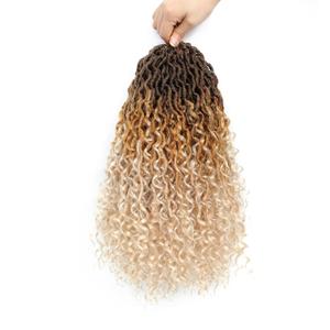 Goddess Locs Crochet Hair 18 Inch 7 Packs Faux Locs Crochet Hair Soft Crochet Locs Boho Faux Locs Crochet Hair Synthetic Hippie Locs Pre Looped Crochet Braids Curly Ends (18 Inch, 1B/27/613)