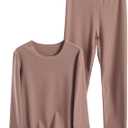Women's Warm Solid Color Stretchy Thermal Underwear Set Base Layer Long Johns Top and Bottom Set Fall Winter Sets, M