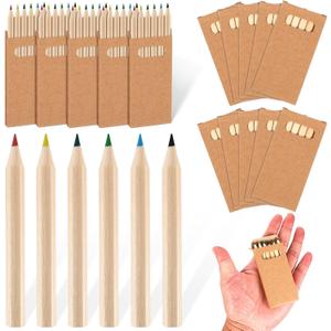Faccito 15 Packs Mini Colored Pencils Bulk for Kids 3.5 Inch Small Coloring Drawing Pencil in Boxes 6 Different Color for Easter Gift Painting Birthday Party Favor Classroom School Supplies