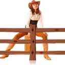 6.5 Feet Fence Cardboard Stand-up Cutout Life-Size Christmas & Western Party Decoration Cardboard Backdrop Photo Props for Xmas Theme Party Supply Cowboy Cowgirl Decor (Brown)