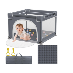 Small Baby Playpen with Mat, Sturdy Safety Play Yard, Washable Small Playpen for Babies, Soft Breathable Mesh, Zipper Gate, Anti-Slip Base 36"x36"