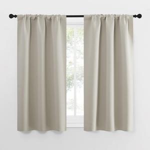 NICETOWN Blackout Curtains for Living Curtains, Room Darkening Window Curtain Panels, Easy-Care Solid Thermal Insulated Draperies/Drapes for Daughter Room (Natural, 2 Panels, 34 by 54)