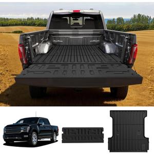 LASFIT Truck Bed Tailgate Mat for Ford F-150 2024-2026(5.5FT Short Bed Standard Tailgate) TPE F150 Lightning Bed Liner+Tailgate Protector, Fits Bare Bed & Spray-in Liner, Full Loading Area Protection