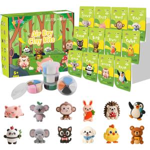 Air Dry Clay Kit, 12 Animals Modeling Clay for Kids, Model Magic Clay with Sculpting Tools and Tutorials, Safe & Non-Toxic, DIY Arts & Crafts School Projects, Home Party Favors for Boys & Girls