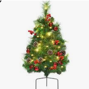 24in Pre-lit Christmas Trees Set of 2, LED Lawn Light ...