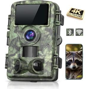 4K 48MP Trail Camera WiFi Game Camera with Low Glow Night Vision Motion Activated, Cell Phone App 130 0.05s Trigger Speed for Outdoor Wildlife Deer,Green