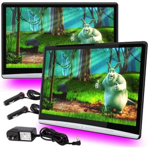 13.3 Inch 4K Android Dual Car Headrest Video Player,Rear Seat Car TV with 2.4G/5G WiFi, Car Headrest Screen Support Phone Wireless Connection Mirror Link, HDMI in+Out/Bluetooth/FM/USB 2G+32G