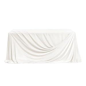 Ling's moment White Wedding Table Cloths in Velvet-Like Fabric, 9ft x 11ft, Fits 4ft/ 6ft Rectangular/ Round Sweetheart&Head Table for Wedding Reception, Bridal Shower, Birthday Decoration, Banquet