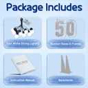 Marquee Numbers Silver 50th-Birthday Decorations: Large 3ft Light Up Number Grey 50 Birthday Decoration for Women Men Fifty Year Old Anniversary Party Decor Backdrop Big Mosaic Number 50 with Banner