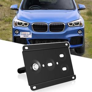 No Drill Front Tow Hook License Plate Mount Bracket Holder Compatible with 2016-up BMW F48 X1, 11-17 F25 X3, 14-up F26 X4,14-18 F15 X5, 15-up F16 X6, 09-16 E89 Z4 Front License Plate Frame Accessories