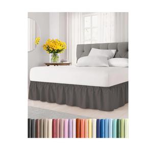 Biscaynebay Wrap Around Bed Skirts with Split Corners for Queen Beds 18" Drop, Dark Grey Adjustable Elastic Dust Ruffles Easy Fit Wrinkle Resistant Silky Luxurious Fabric Machine Washable