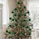 Briful 4" Velvet Christmas Ball Ornaments, 9PCS Matte Green Baubles, Shatterproof Christmas Tree Decorations, Velvet Ornaments for Xmas Tree, Holiday Decor, Christmas Balls Decorations for Trees (100mm 3.94inch)