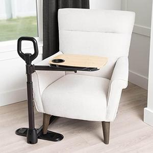 Able Life Comfortably Independent Tray Table Adjustable Bamboo Swivel TV and Laptop with Ergonomic Stand Assist Safety Handle, Living Aid, Brown