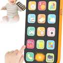 Bilingual Baby Phone Toy Phone for Toddler 1-3, Fun Early Learning Musical Baby Toys for 6-12 Months with Sounds and Light, English/Spanish, Gift for 1 Year Old Boys Girls Kids Infant, Orange