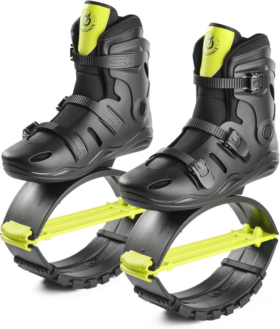 New Bounce Jumping Shoes for Adults Kangaroo Jump Boots for Fitness & Fun, Adjustable Bounce Shoes for Men & Women, Indoor & Outdoor Rebound Exercise, Up to 245Lbs. (Green), X-Large