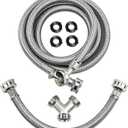 Steam Dryer Hose Installation Kit - 6 Ft 90 Degree Elbow Stainless Steel Hose,1ft Inlet Adapter And Y Connector,Fits All Normal Household Water Supply Lines by TOMOON