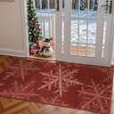 Lahome Snowflake Christmas Area Rug, 2x4 Washable Christmas Kitchen Rugs for Entryway Soft Doormat Indoor, Small Red Rug Non-Slip Holiday Decor Entryway Rugs for Bathroom Bedroom(2x4ft,Red)