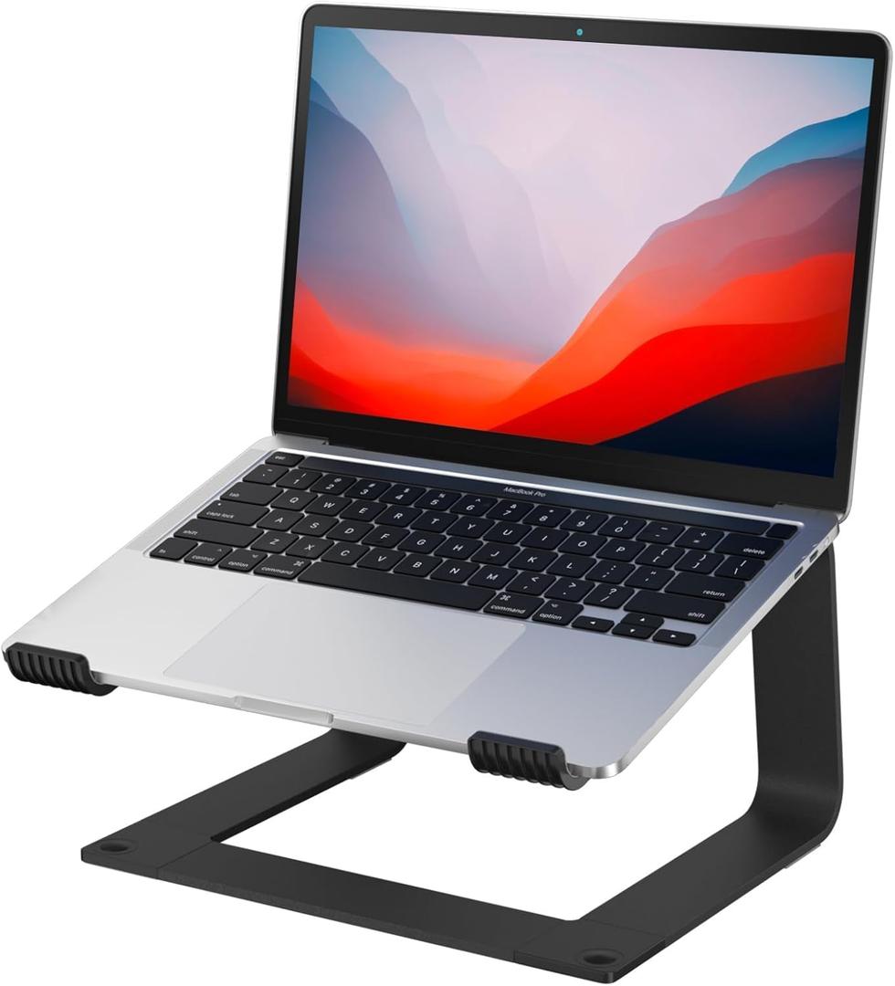 Laptop Stand for Desk Detachable Aluminum Computer Riser Portable Metal Notebook Printer Stand Holder Compatible with MacBook Air, Pro, Dell, HP, Lenovo and All 10-16" Laptops, Black
