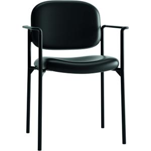 HON Scatter Leather Office Chairs for Guests, Lobby, Offices, Stackable Chairs with Arms, Comfy Desk Seating, Black
