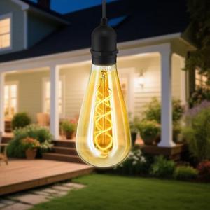 Hanging Solar Lights Glass Edison Bulbs Solar Powered Lantern Outdoor Waterproof LED Garden Decorative Light for Patio Yard Tree (1-Pack)
