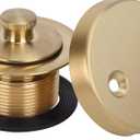 PRIMSOPH Lift Turn Tub Drain Trim Kit with Two Hole Overflow Faceplate Conversion Kit Assembly Universal Fine Coarse Thread Replacement Brushed Gold
