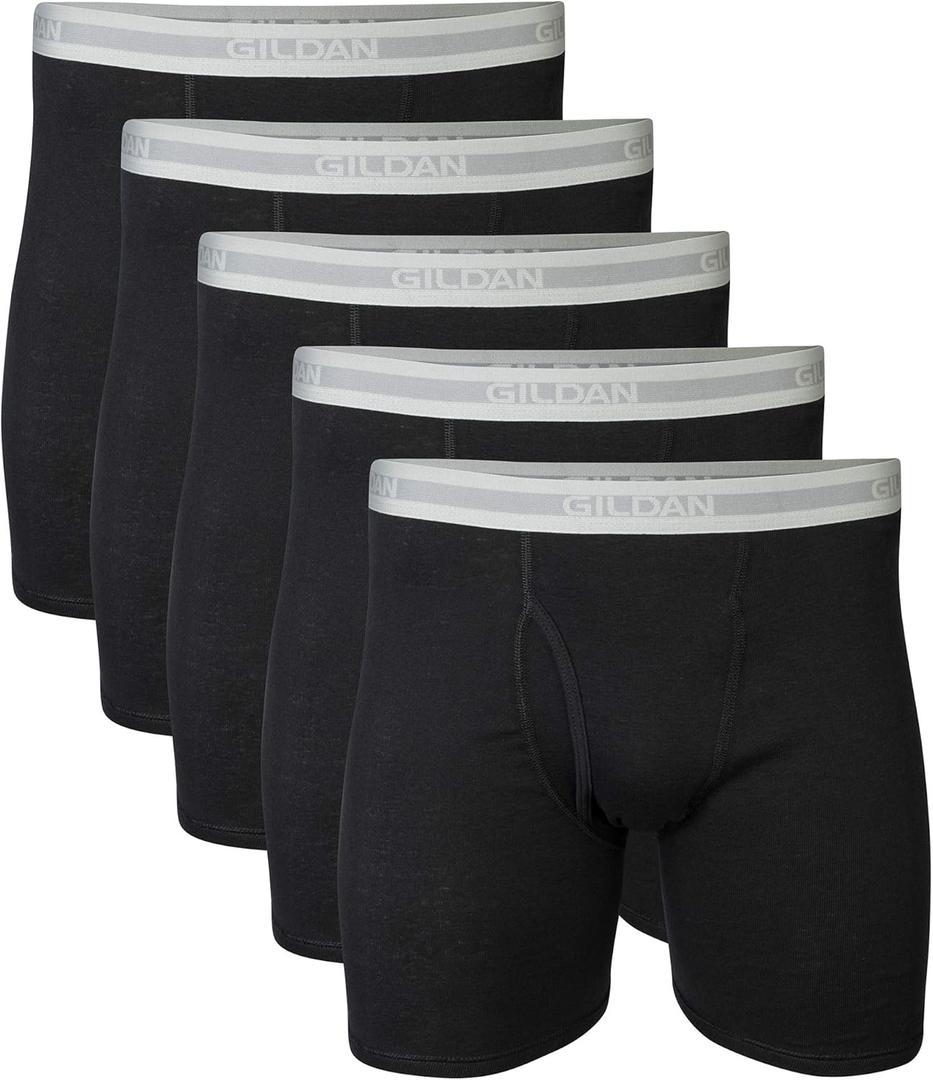 Gildan mens Underwear Boxer Briefs, Multipack (Large, Black)