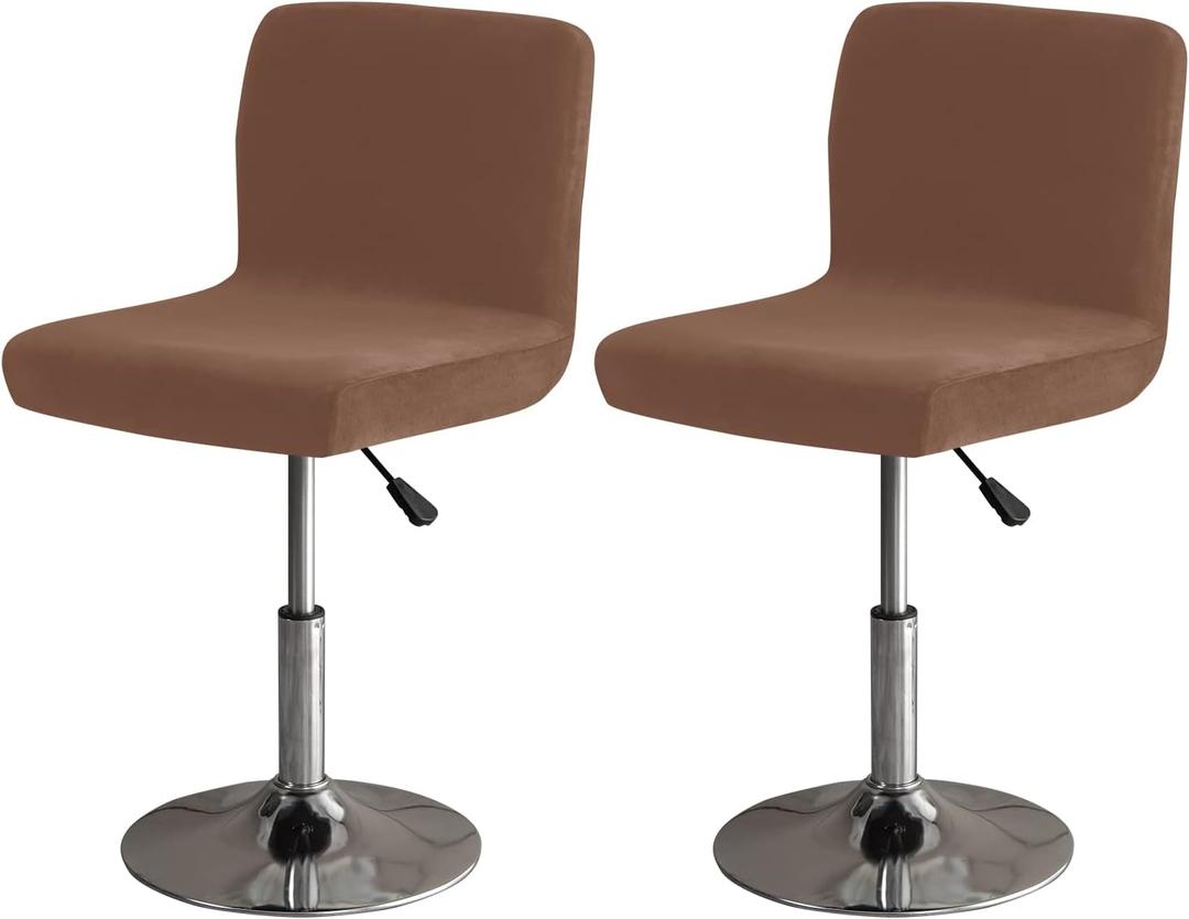 Bar Stool Covers Set of 2 Swivel Bar Stool Chair Velvet Protector Counter Height Chair Covers for Family Brown