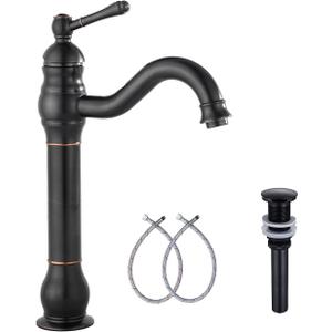 360 Swivel Single Handle One Hole Bathroom Vessel Sink Faucet Matching Pop Up Drain Without Overflow Oil Rubbed Bronze