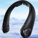 Neck Fan - Portable Personal Cooling Bladeless Around the Neck Fans that Blow Cold Air Rechargeable with 5 Speeds, Neck Support for Hot Flashes, Disneyland, Travel, Cooler Gift for Women Men (Black)