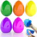 6 Inch Jumbo Filable Easter Eggs (6 Pack) Six Colorful Bright Plastic Easter Eggs, Stands Upright, Perfect for Easter Egg Hunt, Surprise Egg, Easter Hunt, Assorted Colors, 6" Giant Filable Eggs 6 Pack