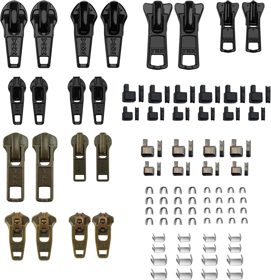 Zipper Repair Kit PRO Upgrade for YKK- Includes #4.5 & #4YG Metal Sliders + Insertion Pins for Jeans, Pants & Outdoor Gear, Compatible with YKK #3#4.5#5 Metal, Plastic & Coil Zippers (20 Pcs)