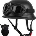 CUTEY Motorcycle Half Helmet, Vintage Half Helmet, Half Shell Open Polo Cap, Unisex, DOT Certified，Fit for Men and Women