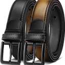 BULLIANT Men's Belt,Reversible Belt Adjustable For Gift Men 1.25”-Cut For Fit-2 Sides in 1 Belt(Not 2)(Black/Tawny,54"-56" Waist Adjustable)