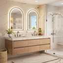 Keonjinn 24x36 Inch Black Arched Bathroom Mirror with Lights, Arch Mirror